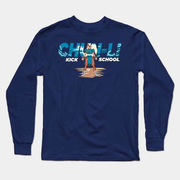 Chun-Li Kick School V3 Long Sleeve T-Shirt by Jones Factory